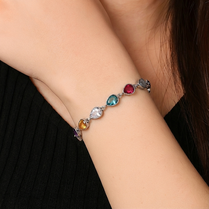 Mireya: Multicolored Silver Toned Bracelet