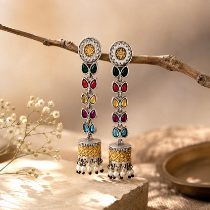 Heer: Multicolored Dual Tone Jhumki Danglers