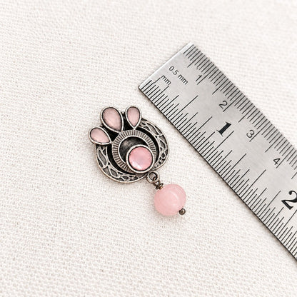 Lotus Drops: Pink Tumble Bead Silver Toned Earring