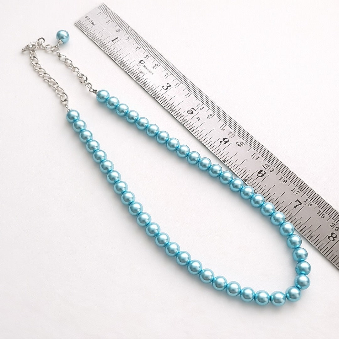 Sea Mist: Light Blue Pearl Necklace and Earring Set