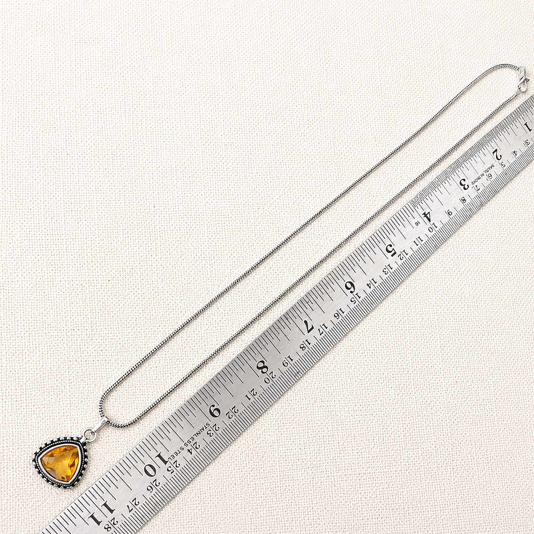 Shades & Stories: Warm Yellow Silver Toned Pendant and Earring Set