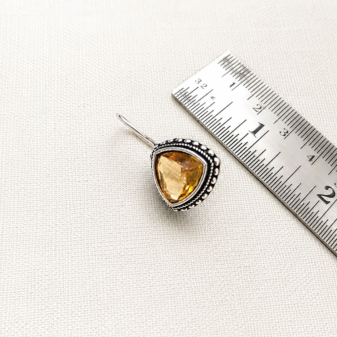 Shades & Stories: Warm Yellow Silver Toned Pendant and Earring Set