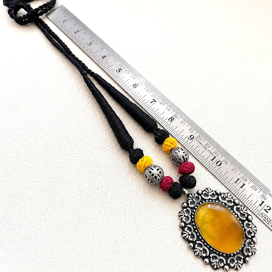 Sunwoven Aura: Natural Yellow Stone Pendant and Earring Set